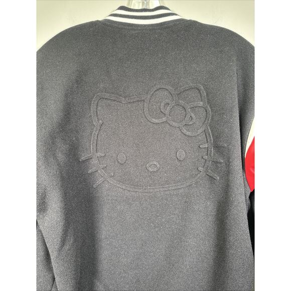 FOREVER 21 x Hello Kitty Striped Black Red Moto Varsity Jacket Small Varsity - Picture 3 of 12